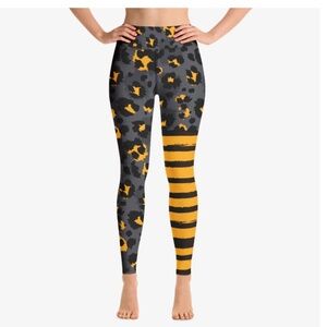 LOONEY LEGGINGS Animal Printed Leggings "BeePard" Yellow Black Grey Size Small